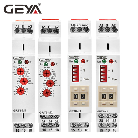 GEYA-relais de minuterie multifonction, réglable ou numérique, interrupteur de minuterie 12V, 24V, 48V, 110V, 220V, GRT8-M GRT8-K ► Photo 1/6