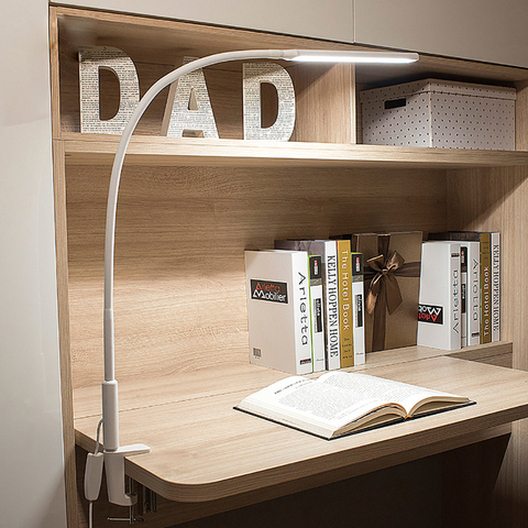 Lampe de Table Led à Long bras et col de cygne, Flexible, intensité réglable, 3 Modes colorés, luminaire avec Clip, idéal pour un bureau ou une chambre à coucher, lumière Led ► Photo 1/6