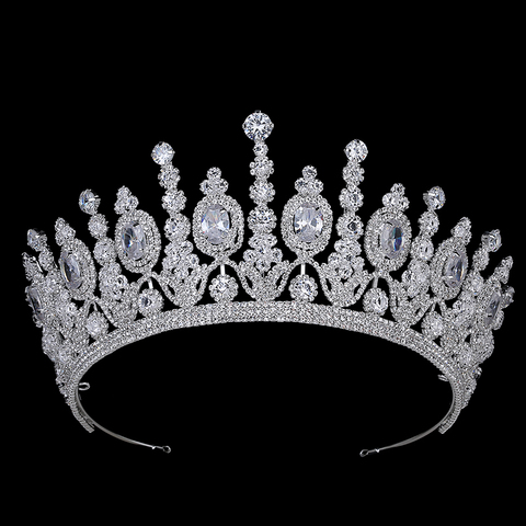 Hadiyana-Couronne De Mariage classique, en Zircon elliptique, grande Couronne De luxe, pour fête De Mariage, pour femmes, BC4053, nouveauté ► Photo 1/6