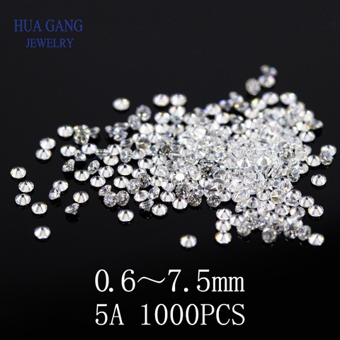 Pierres en zircone cubique rondes blanches, qualité AAAAA, perles précieuses synthétiques amples pour la fabrication de bijoux, 1000mm à 0.6mm, 7.5 pièces ► Photo 1/6