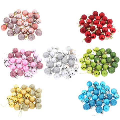 24 pièces 3cm boule de noël ornements pour décoration d'arbre de noël rose boules blanches pour noël vacances mariage décoration de fête à la maison ► Photo 1/6