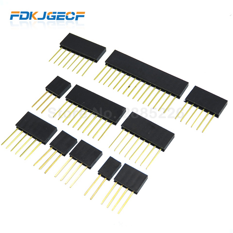 En-tête femelle pour bouclier Arduino, 10 pièces, 2/3/4/6/8/10/15 broches, 2.54mm, longues jambes empilables ► Photo 1/2