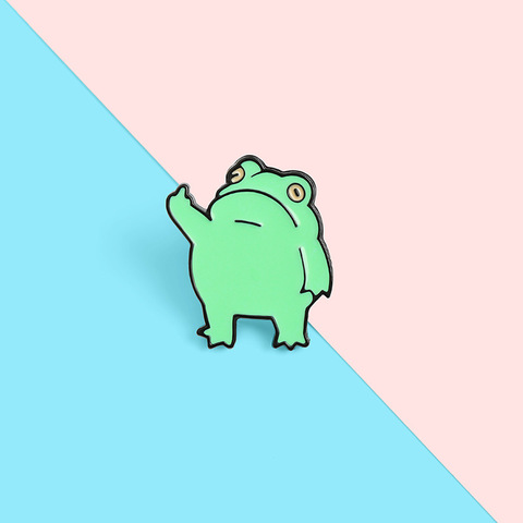 Broches en forme de grenouille drôle, sac en émail, Animal vert, épingle à revers, Anime grenouille, geste, Badge en métal, bijoux cadeau pour amis, vente en gros ► Photo 1/6