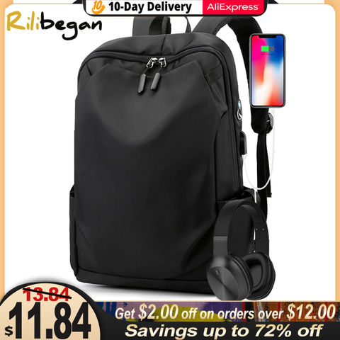 Sac à dos d'ordinateur portable Oxford Super léger, étanche, pour hommes, sac à dos d'école, chargeur USB, sac de voyage, ordinateur ► Photo 1/6