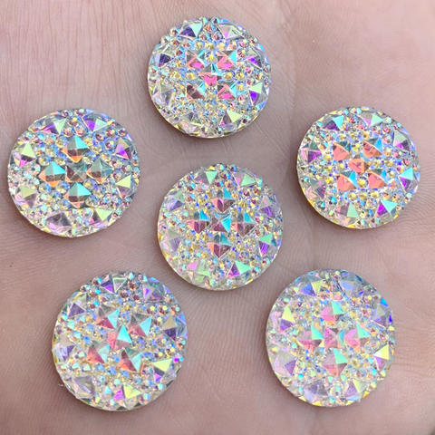 Strass à dos plat en résine AB, pierres rondes en cristal de chaque taille, Non correcteurs, pour Scrapbook, artisanat de bricolage, HB39 ► Photo 1/5