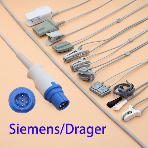 Siemens – moniteur d'oxygène dans le sang Drager, câble de capteur spo2 pour adulte/enfant/nouveau-né/vétérinaire, doigt/oreille/pied/front ► Photo 1/6