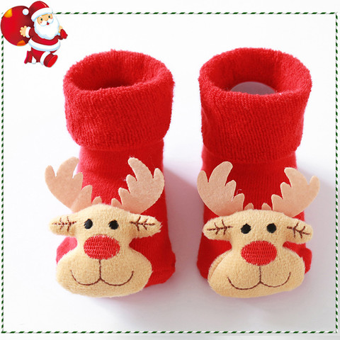 Noël 3D Cartoon chaud enfants chaussettes noël nouveau-né bébé filles garçons 3d dessin animé Animal anti-dérapant chaussettes pantoufles ► Photo 1/6