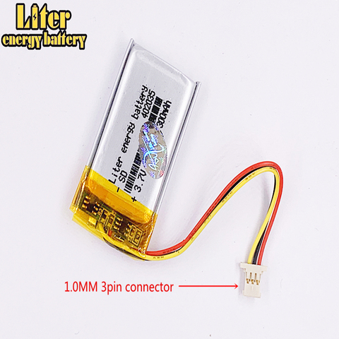 Connecteur li-po polymère haute température, 1.0MM, 3 broches, 402035, 300mah, 3.7v, enregistreur DVR pour voiture, batterie au lithium rechargeable ► Photo 1/1