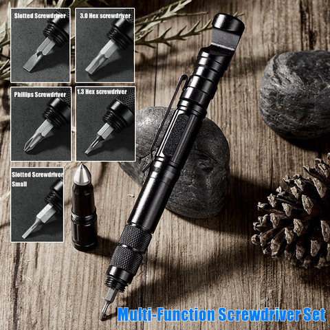 Portable tactique stylo tournevis Multi fonction auto-défense affaires stylo d'urgence verre disjoncteur extérieur EDC outil cadeau ► Photo 1/6