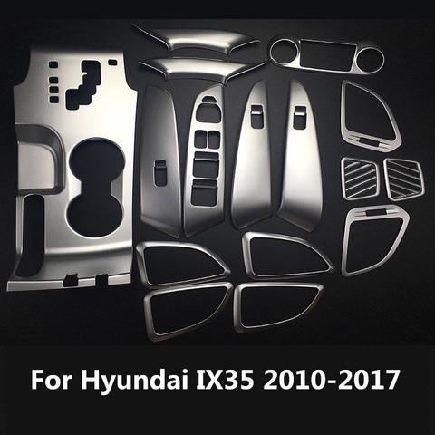 Mat argent voiture engrenage panneau autocollant couverture fenêtre contrôle moulage garniture pour Hyundai IX35 2010 2011 2012 2013 2014 2015 2016 2017 ► Photo 1/6