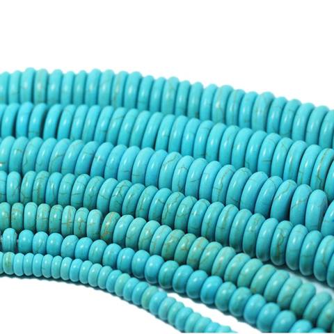 Perles d'espacement Turquoises bleues, 5 6 8 10mm, perles plates rondes en pierre naturelle pour la fabrication de bijoux, Bracelet DIY, vente en gros ► Photo 1/6