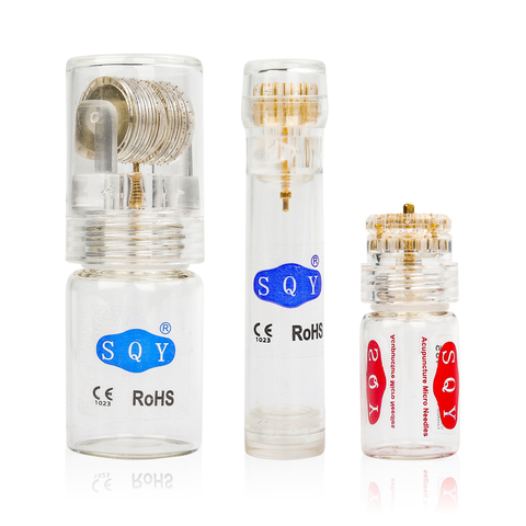 Meilleur Derma rouleau titane conseils Microneedle 0.25mm automatique or Derma timbre, soins de la peau Anti-âge sérum Injection réutilisable ► Photo 1/6