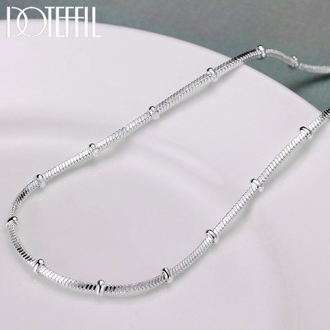 DOTEFFIL – collier de perles en argent Sterling 925, 18/20 pouces 1.2/2mm, chaîne serpent pour femmes et hommes, bijoux de fiançailles de mariage à la mode ► Photo 1/6