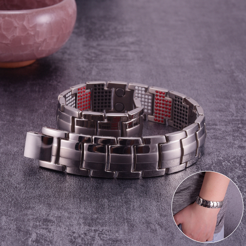 Bracelet magnétique en titane pour hommes, thérapie contre l'arthrite, en titane pur à maillons à chaîne, Bracelet en Germanium ► Photo 1/6