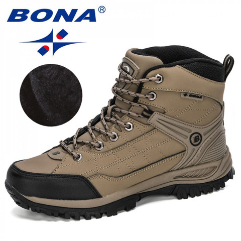 BONA – chaussures d'hiver antidérapantes pour homme, bottes de travail en cuir, montantes, en peluche, pour la neige, nouvelle collection 2022 ► Photo 1/6