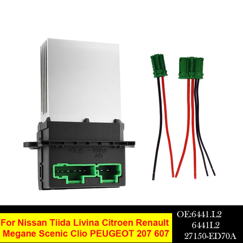 Résistance de ventilateur + connecteur/fil, pour Nissan Tiida Livina Citroen Renault Megane Scenic Clio PEUGEOT 207 607 6441.L2 ► Photo 1/6