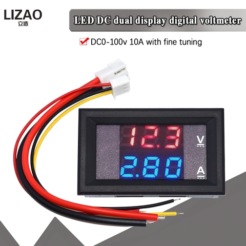DC 0-100 V 10A voltmètre numérique ampèremètre double affichage détecteur de tension compteur de courant panneau Amp Volt Gauge 0.28 