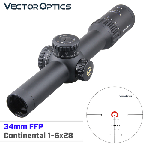 Vector optical Continental 1-6x28 HD FFP, armes de chasse, armes optiques 34mm 1/10MIL Zero Stop .338 Lapua 90% lumière ► Photo 1/6