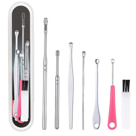 Curette nettoyeur de cire d'oreille en acier inoxydable 7 pièces/ensemble ► Photo 1/6