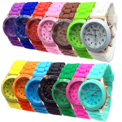 Montre genève à Quartz pour enfants, bracelet en Silicone violet, cadran numérique en alliage, cadeau pour filles et garçons ► Photo 1/6