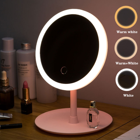 Lampe annulaire Portable, lumière de vanité, réglable, réglable en tactile, Rechargeable par USB, commode de chambre à coucher, miroir de maquillage à LED ► Photo 1/6