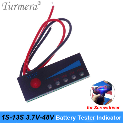 1S-13S testeur de batterie indicateur de capacité 4.2V 8.4V 12V 16.8V 18V 24V 25V 36V 48V pour tournevis batterie et e-bike utilisation Turmera ► Photo 1/6