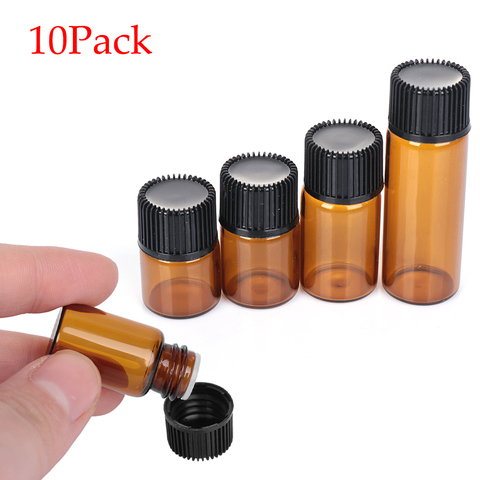 Cosmei – Mini bouteille vide en verre, en plastique, pour huile essentielle, ambre, rechargeable, avec réducteur d'orifice, 1/2/3/5ml, 10 pièces ► Photo 1/6