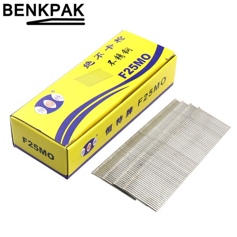 1100 pièces pistolet clous électrique droit ongles pistolet agrafes 25mm acier inoxydable ► Photo 1/6