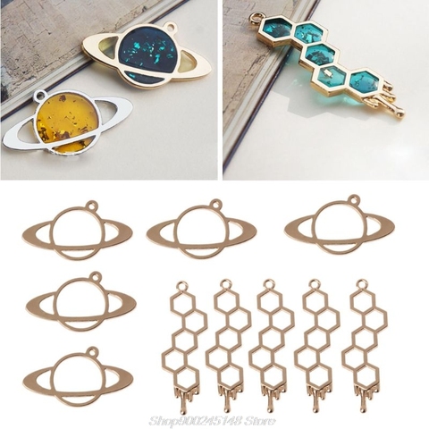 5 pièces nouveau cadre de bijoux abeille d'abeille planète UV cadre pendentif ouvert lunette réglage UV résine bijoux bricolage ► Photo 1/6