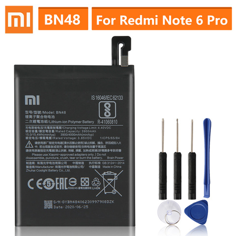 Batterie de remplacement d'origine pour Xiaomi Redmi Note 6 Pro Note6 Pro BN48 batterie de téléphone d'origine 4000mAh ► Photo 1/6