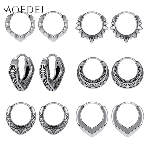 AOEDEJ-boucles d'oreilles pour hommes, boucles d'oreilles en acier inoxydable 316L, Punk Rock, boucles d'oreilles rondes d'oreilles, bijoux gothiques, cadeaux pour garçons ► Photo 1/6