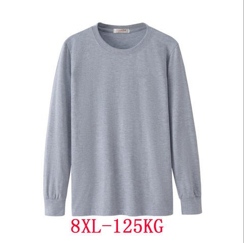 Chemise homme manches longues hiver automne grande taille grande taille 5XL 6XL t-Shirt style décontracté coton 7XL 8XL accueil T-Shirt vert bleu noir ► Photo 1/6