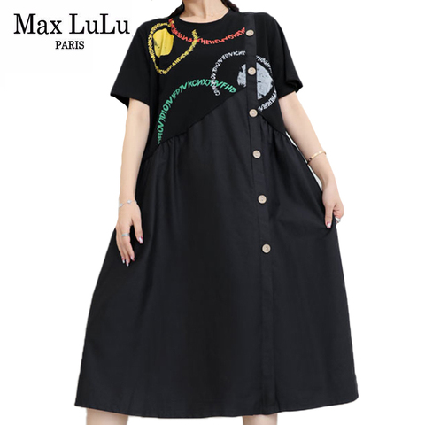 Max LuLu nouvel été Style coréen mode vêtements dames décontracté Vintage col rond Punk robe femmes décontracté lâche Vestidos grande taille ► Photo 1/6