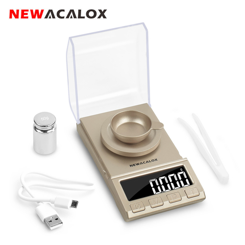 NEWACALOX – Balance numérique de précision 50g/100g/200g, Balance électronique pour bijoux, pesée médicinale alimentée par USB, 0.001g ► Photo 1/6