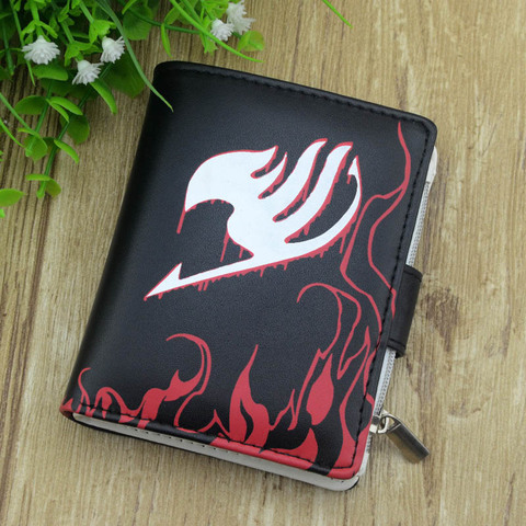 Fée queue Anime cuir portefeuille noir couleur bouton sac à main femmes hommes Cool argent sac 3D coloré imprimé avec pour cadeau ► Photo 1/3