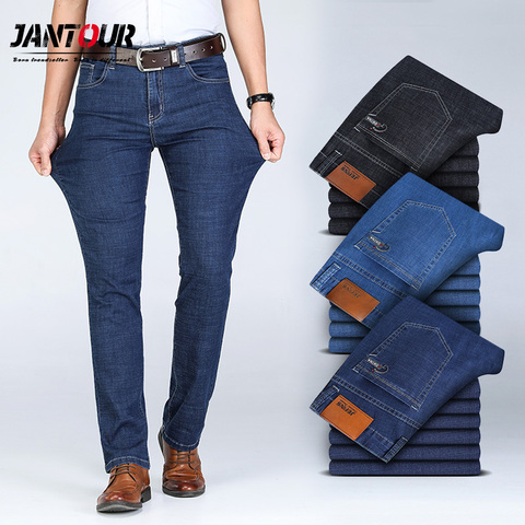 Jean en Denim pour hommes, pantalon droit et doux, en coton, de haute qualité, de marque célèbre, grande taille 40 42 44 46, printemps été ► Photo 1/6