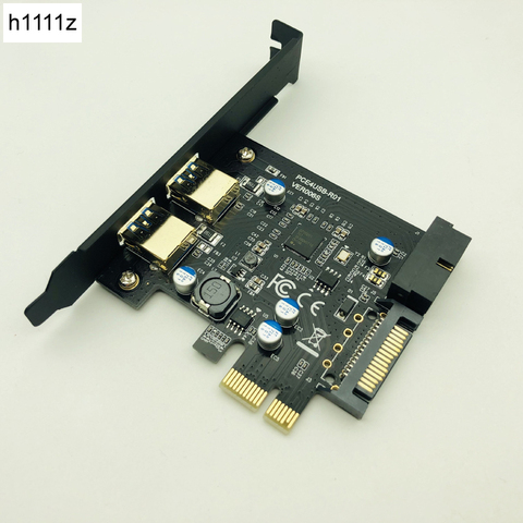 Super vitesse USB 3.0 PCI-E 2 ports PCI Express carte d'extension 19 broches connecteur d'alimentation pour ordinateurs de bureau PC PCI Express USB 3.0 cartes nouveau ► Photo 1/6