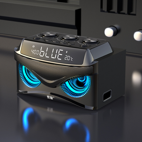 Soaiy S68 haut-parleur sans fil micro Portable basse LED réveil FM Radio soutien TF voiture pique-nique danse Bluetooth extérieur Subwoofer ► Photo 1/6