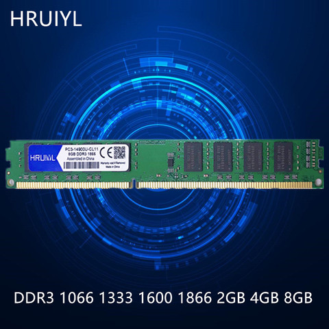 HRUIYL DDR3 Ordinateur De Bureau De Mémoire 1066 1333 1600 1866MHZ 2G 4GB 8GB PC CARTE MÈRE PC3-8500 10600 12800 14900U 1.5V MÉMOIRE DIMM Bâtons ► Photo 1/6