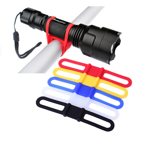 1 pièces vélo élastique Silicone sangle pansement torche fixation bande lampe de poche support de montage vélo supports de lumière ► Photo 1/6