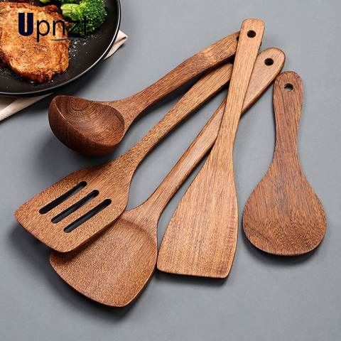 Spatule en bois cuisine antiadhésive dédiée en bois ustensiles de cuisine résistant à la chaleur en bois cuisson pelle cuillère ► Photo 1/6