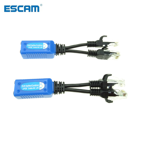 ESCAM – 1 paire de séparateurs RJ45, combinateur de câbles uPOE, deux caméras POE utilisent un câble net, connecteurs de câbles adaptateur POE, câble d'alimentation passif ► Photo 1/4