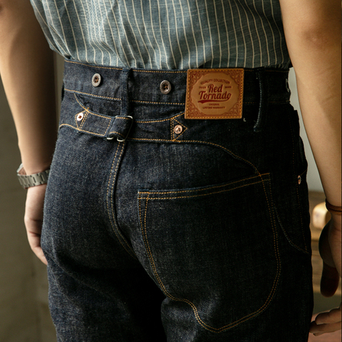 FBC-0001 lire la Description! 14OZ brut Indigo Selvage Denim pantalon un lavé sanforisé épais brut Denim boucle arrière Jean ► Photo 1/6