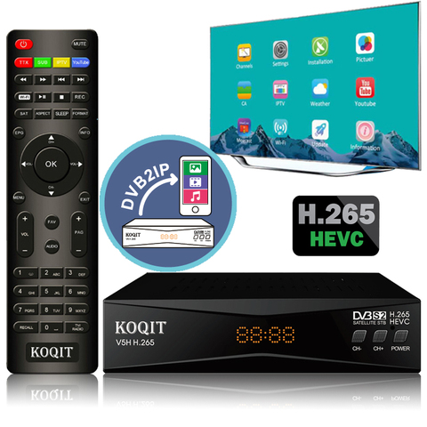 Koqit – récepteur de Satellite V5H H.265 HEVC DVB S2, récepteur de télévision par Satellite DVB-S2, décodeur IPTV, Wifi, CS Biss/vu meaast ► Photo 1/6