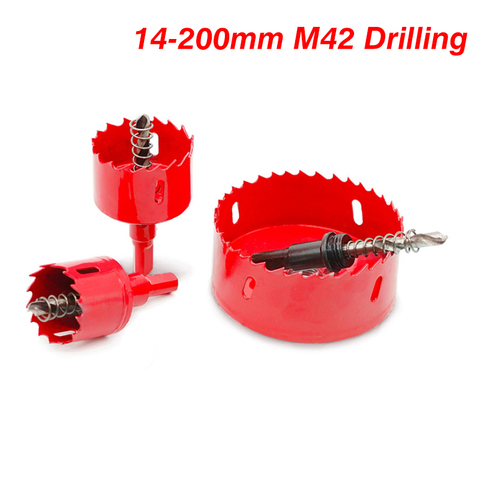 1 pièces 14-200mm M42 trou de forage scie Kit de coupe ouvre foret fraise Holesaw pour aluminium fer plaque d'acier inoxydable ► Photo 1/6