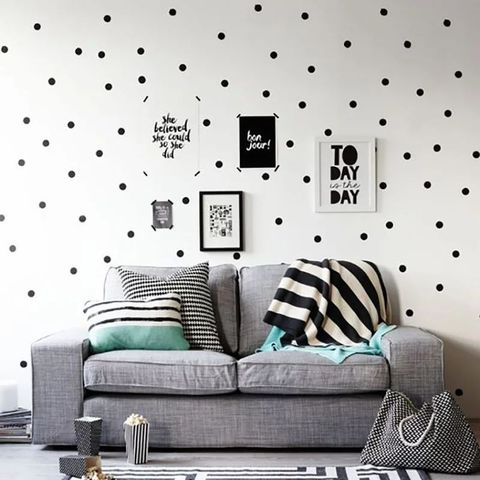 Autocollants muraux noirs à pois autocollants faciles à poser, Stickers muraux en vinyle, décoration pour chambre d'enfant ou de bébé ► Photo 1/6