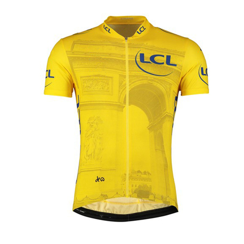 Maillot de vélo à manches courtes pour homme, vêtement de cyclisme, rétro, jaune ► Photo 1/6