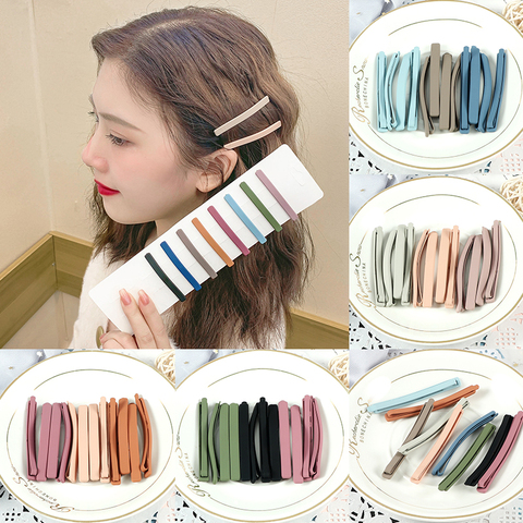 Barrettes à cheveux pour filles et femmes, 5 pièces/ensemble couleurs acidulées, simples, épingles à cheveux, peintes, mates, accessoires pour cheveux ► Photo 1/6