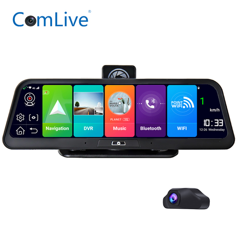 Camlive Q98 4G 10 pouces tableau de bord caméra enregistreur GPS navigateur WIFI mobile moniteur à distance double objectif 2 + 32G 128G carte SD ► Photo 1/6