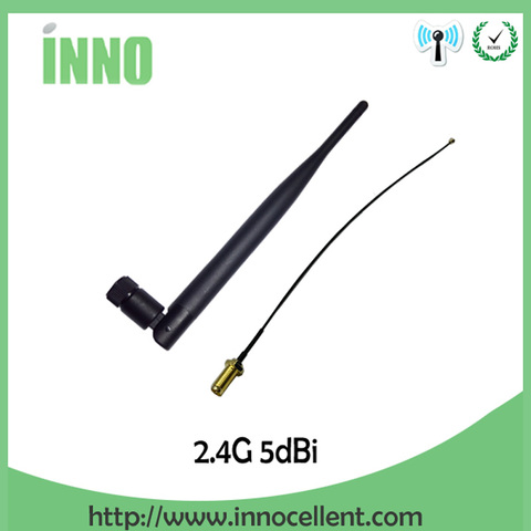 Antenne Wifi 2.4Ghz 5dbi SMA, connecteur mâle omnidirectionnel 2.4G, antenne routeur wi-fi + câble RP-SMA mâle 21cm en queue de cochon ► Photo 1/6